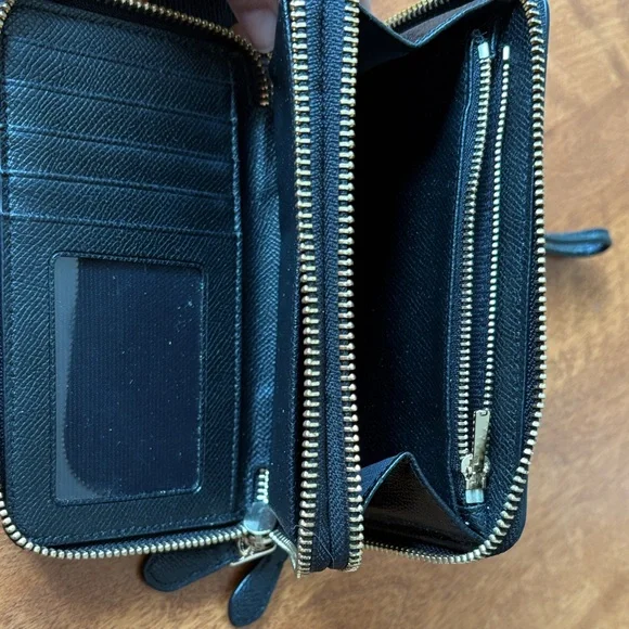 Coach Ocelot Black & Blue Animal Print Wristlet Leopard Double Zipper Rare! EUC - Picture 5 of 8